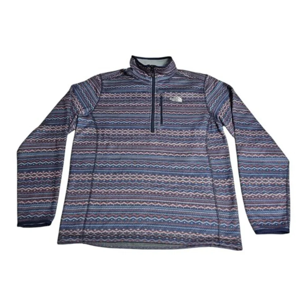The North Face Gordon Lyons Fleece Fair Isle Cosmic Blue Pullover 1/4 Zip Mens M